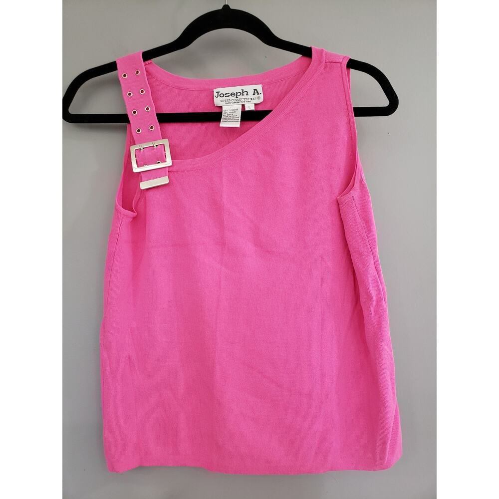 Vintage Joseph A Womens Buckle Strap Sleeveless Top Large PINK